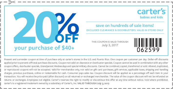 OKCOutlets's tweet photo. Here's a coupon for Carter's valid through July 3 - so come on out and SHOP! #carters #okcoutlets https://t.co/R9ndZiZGta