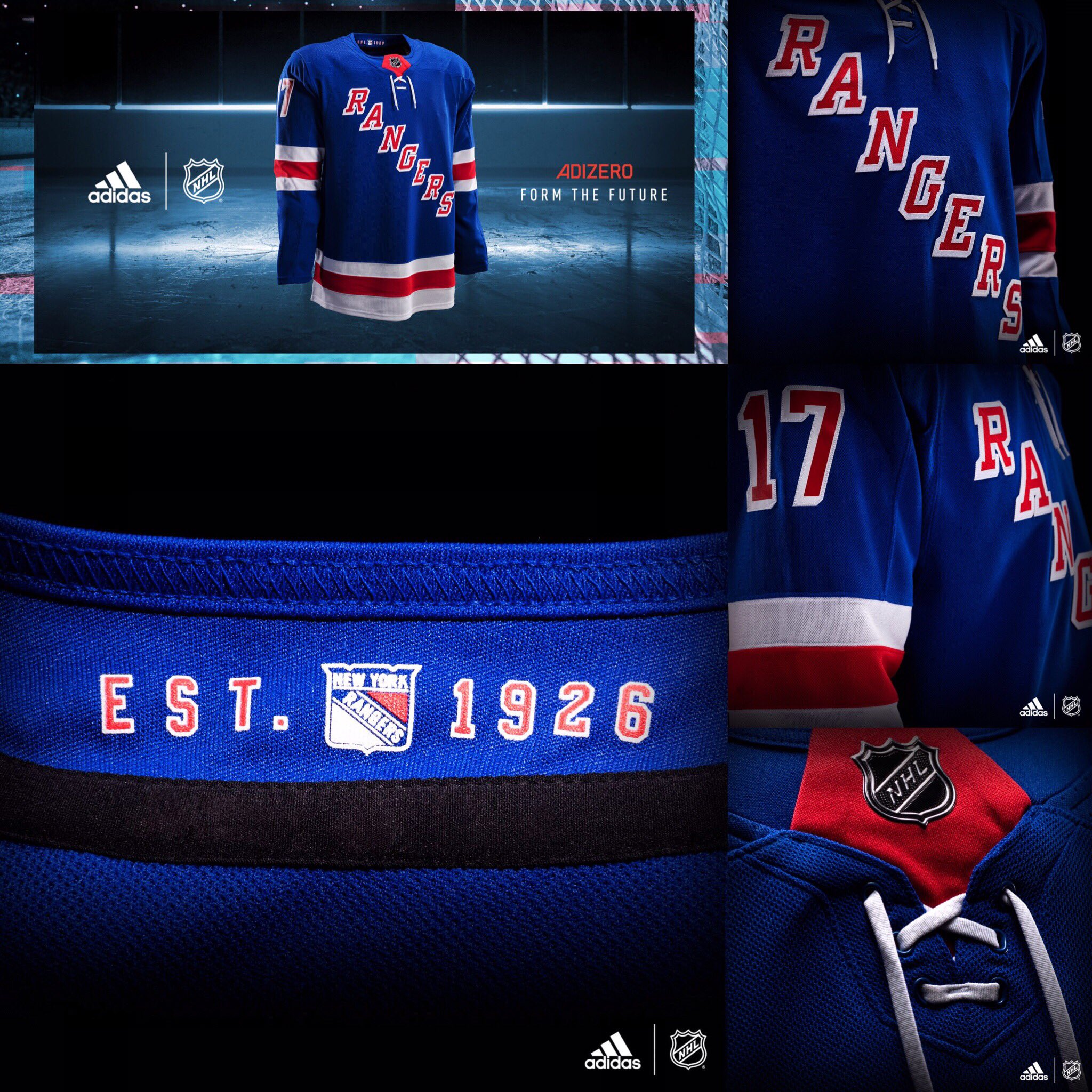 ANY NAME AND NUMBER NEW YORK RANGERS HOME OR AWAY AUTHENTIC ADIDAS