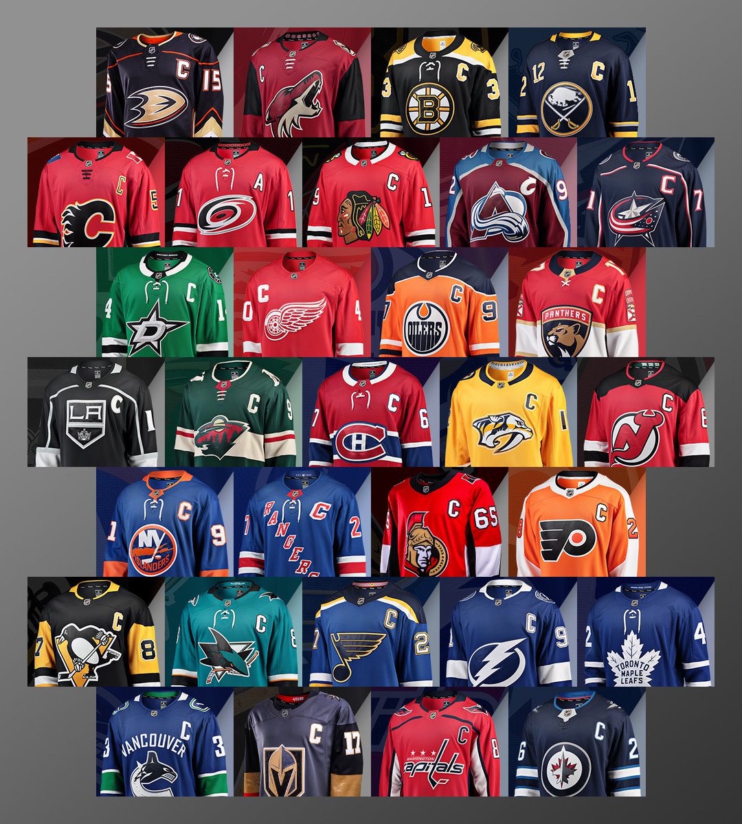 nhl teams and jerseys