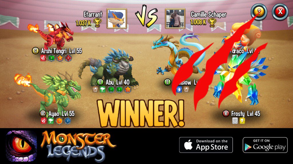 I rule at the Monster Legends Arena! If you dare to challenge me, start collecting monsters! m.onelink.me/8651e4be