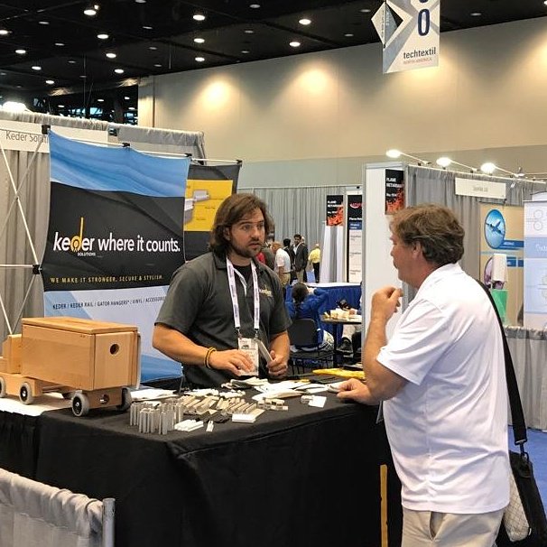KederSolutions's tweet photo. Matt working the booth hard at @Techtextil Chicago!
#kedersolutions #doubleflapkeder #singleflapkeder #kederrail #bondedkeder https://t.co/OFnHLZP4xI