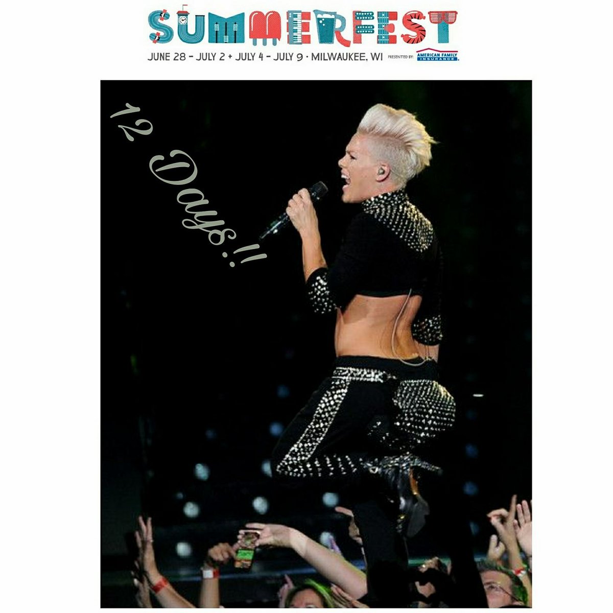 PinkFans_'s tweet image. 12 days till @Pink @Summerfest!!! 
@cityofmilwaukee 
😎😀