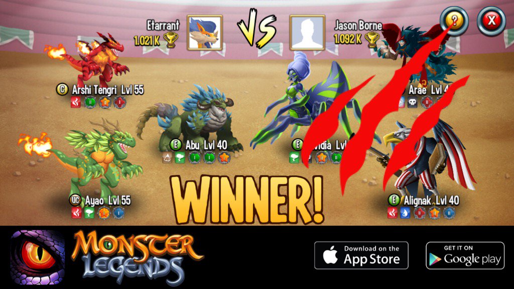 I rule at the Monster Legends Arena! If you dare to challenge me, start collecting monsters! m.onelink.me/8651e4be