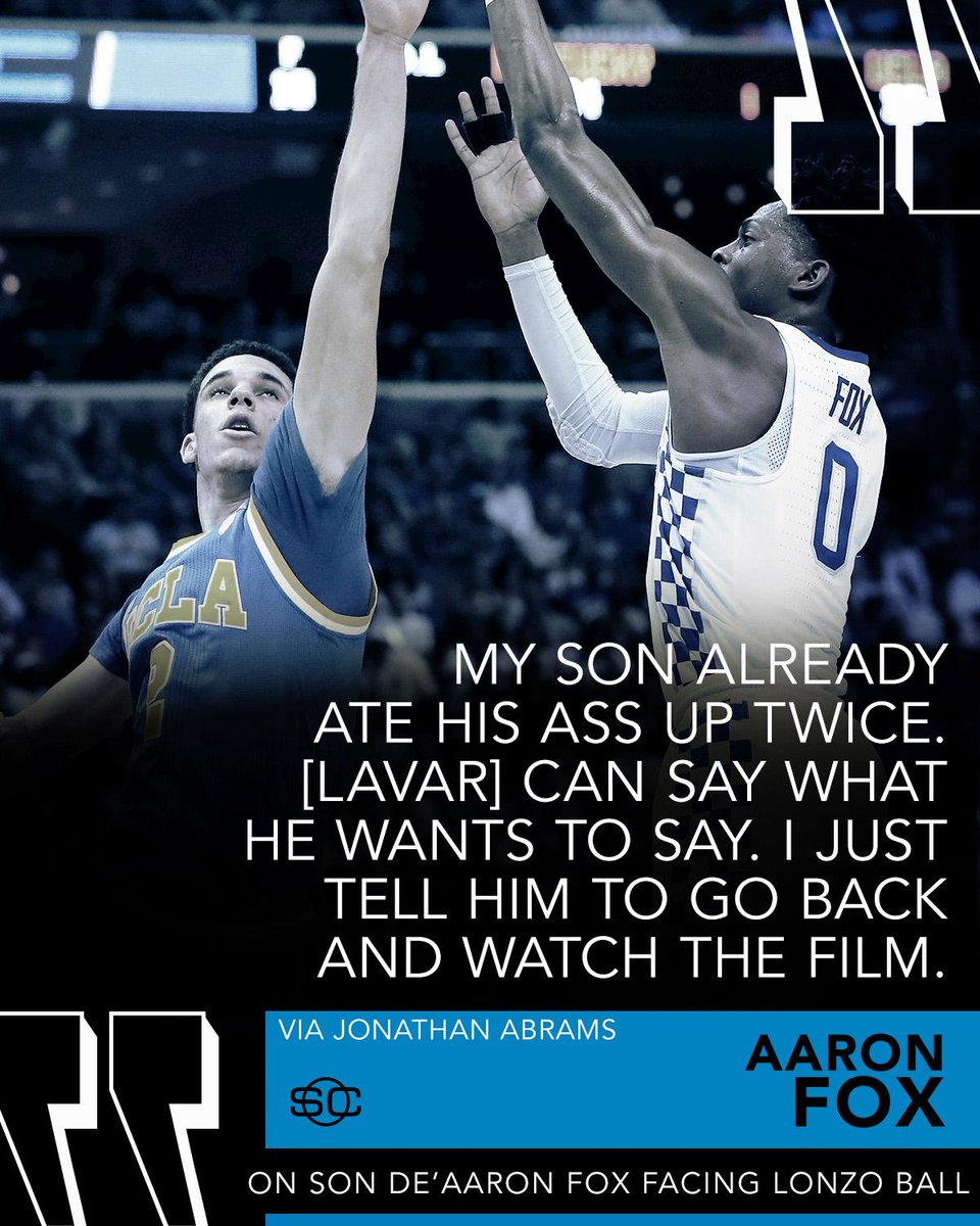 SportsCenter's tweet photo. Let's hope Aaron Fox and LaVar Ball's tables aren't too close together. 👀 https://t.co/mMij7YLomm