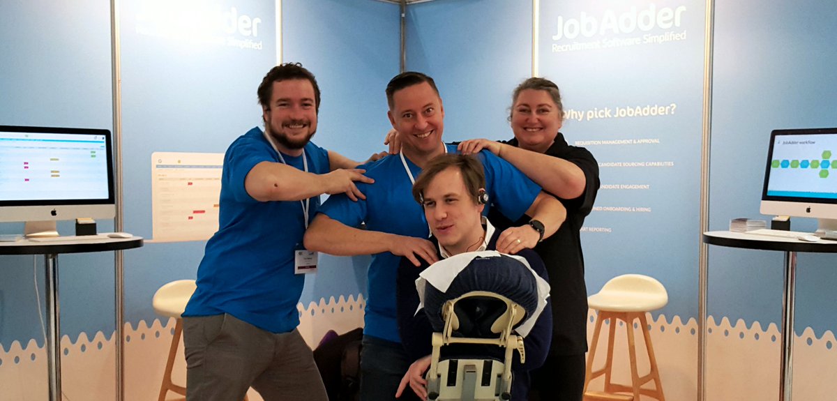 JobAdder's tweet photo. What can be better than a relaxing massage during a busy conference! Who is next? #recruiters #recoz #atc2017 https://t.co/YpFNCa4KQN