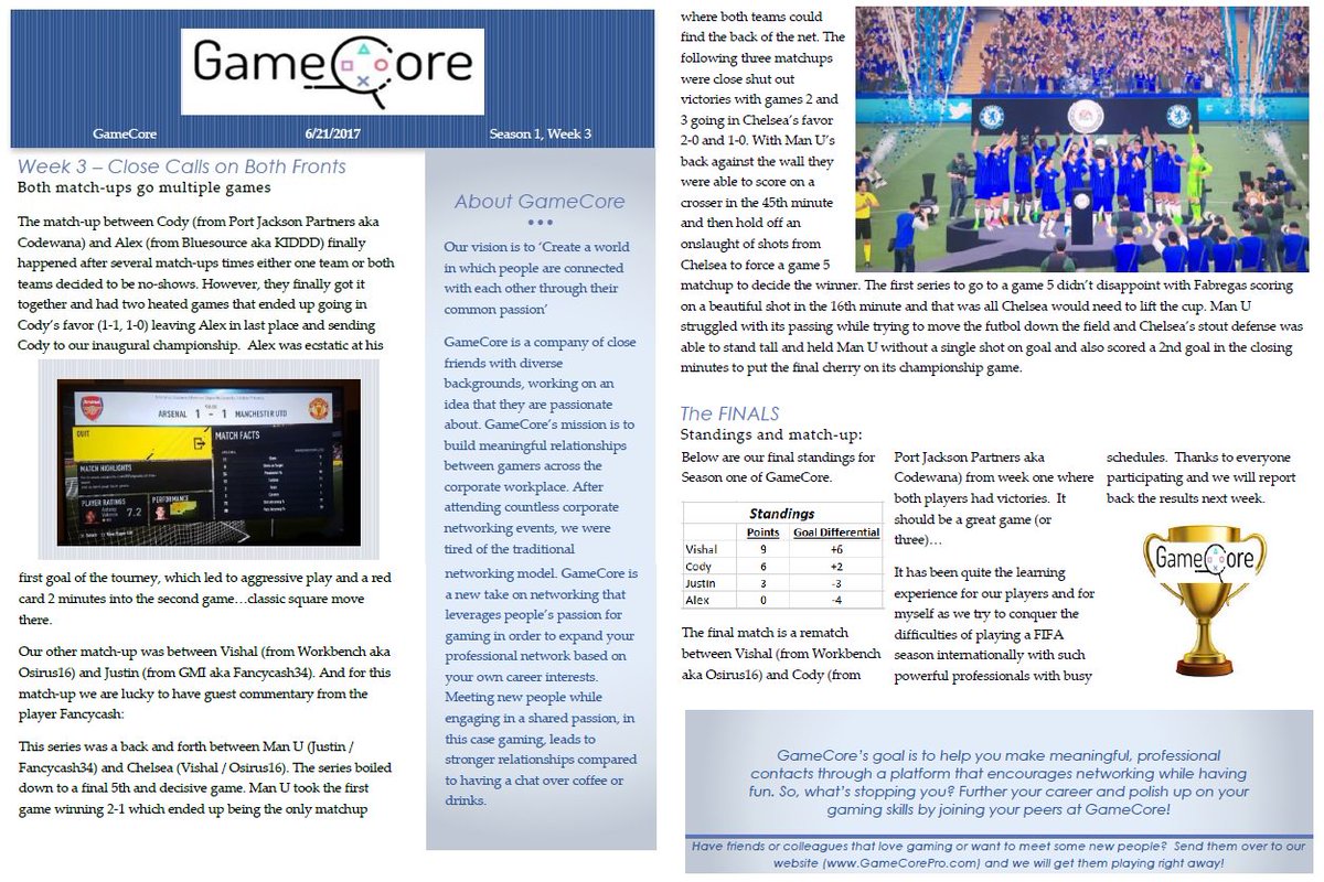 GameCorePro's tweet image. The final week of the regular season is complete.  Check inside to see the finals match-up for next week!