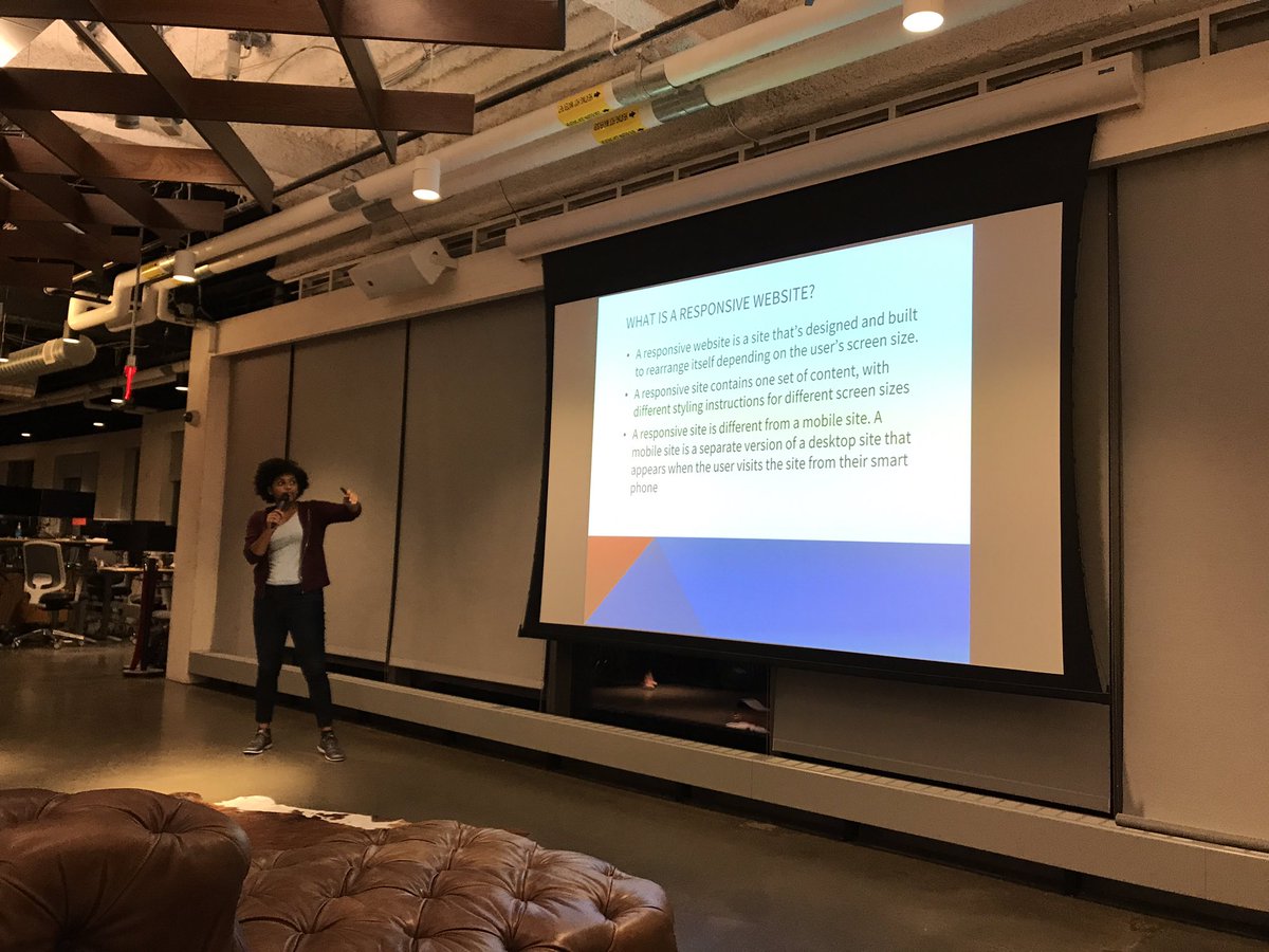 elizfunk's tweet photo. Abby Garcia @Abby_Codes talks #responsivewebdesign @WomenWhoCodeNYC tech talks @Jet @JetTechnology https://t.co/bF5r7jYbAx