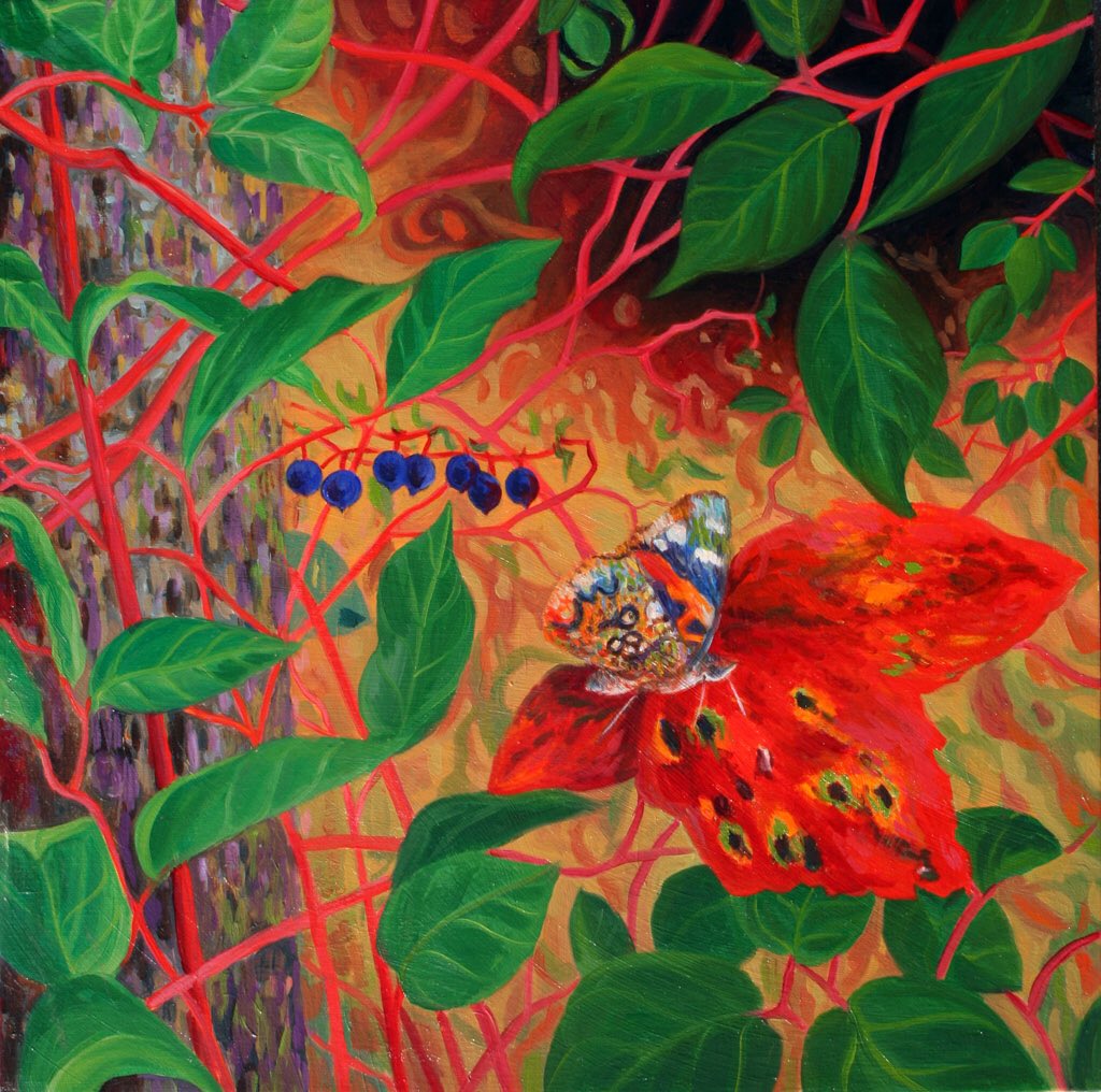 #intotheforest us trending so here's my version. Salal and Butterfly by yours truly mariesartjourney.blogspot.com/2009/03/salal-… #museumweek #BCartists #art
