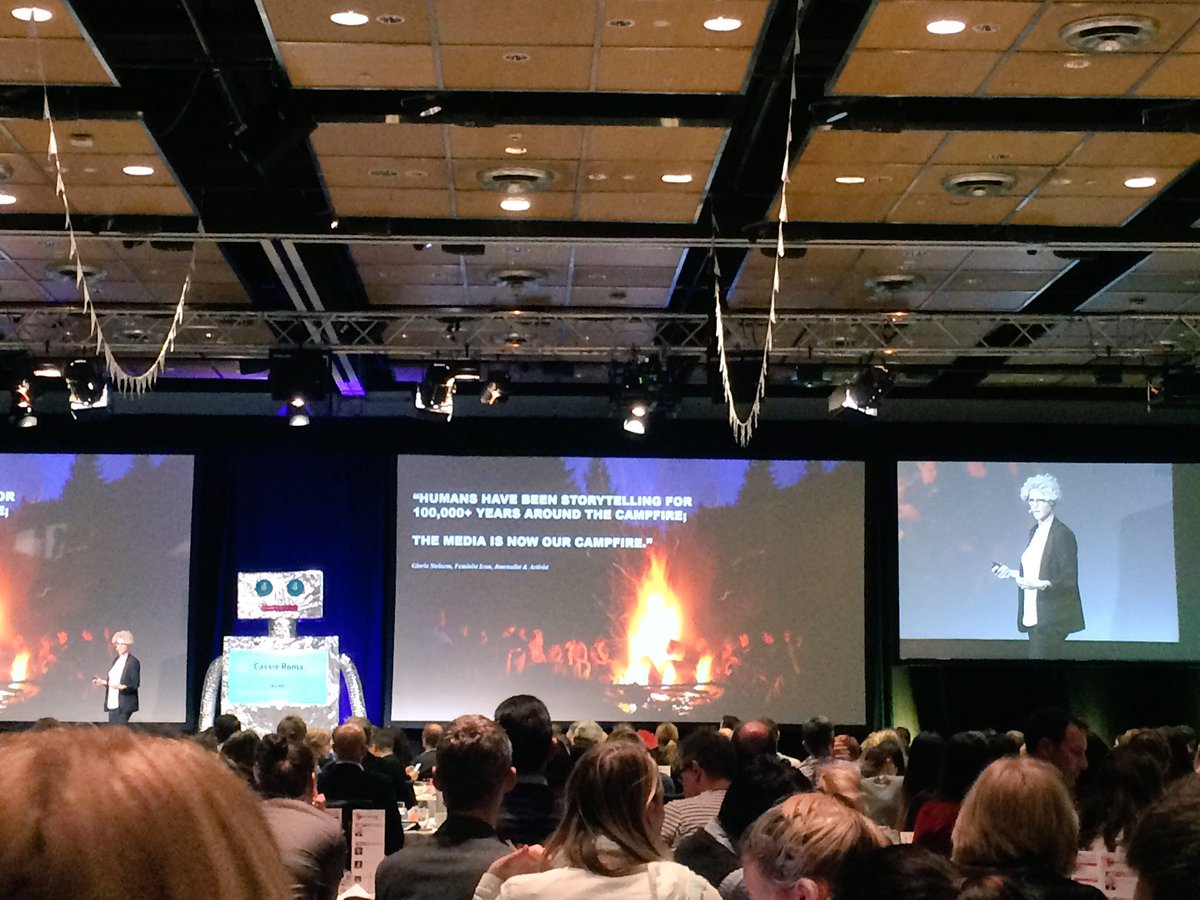 tribegroup's tweet photo. "Humans have been storytelling for 100,000+ years around the campfire; the media is now our campfire" - @cassieroma @NZMETweets #DDO17 https://t.co/Xdpqf9jBg8