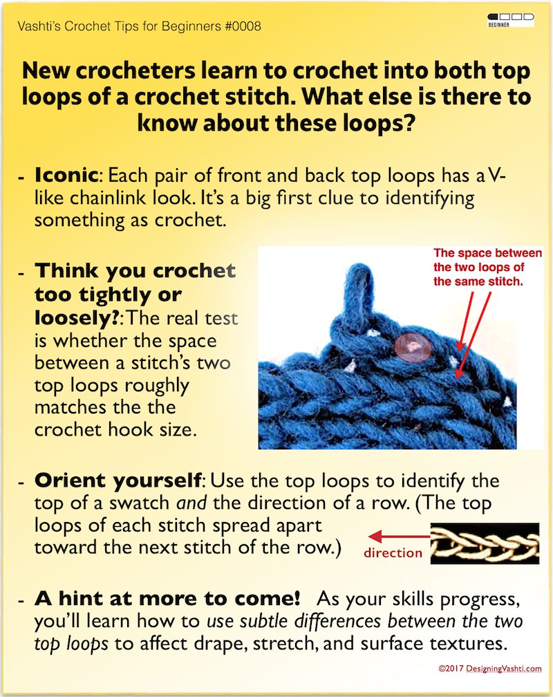 vashtirama's tweet image. Crocheters, what can the top 2 loops of every stitch tell you? This week&apos;s #learningcrochet #crochetbasics