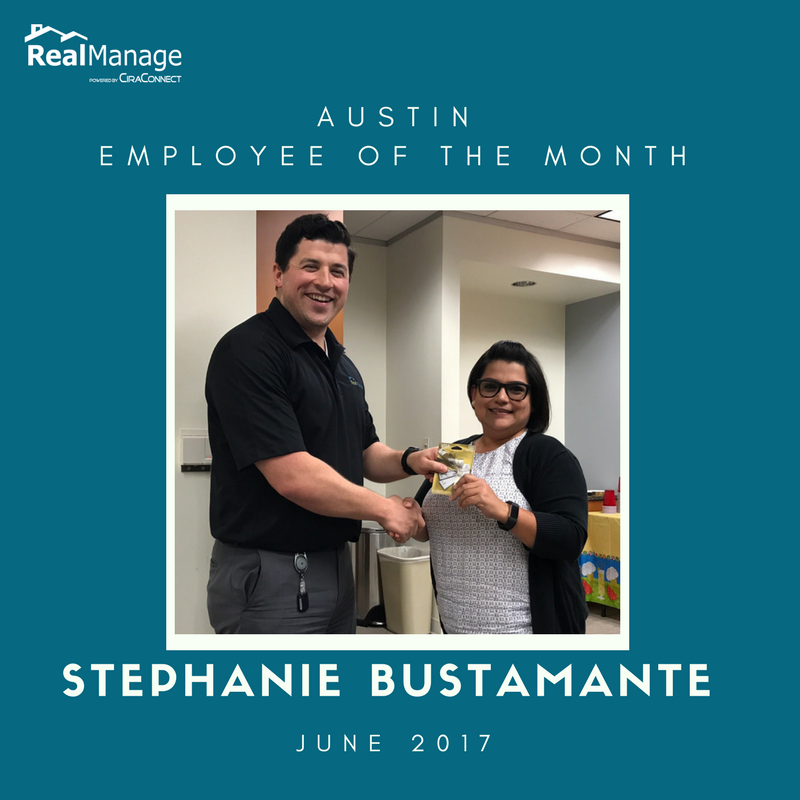 RealManage's tweet photo. Congratulations, Stephanie Bustamante, of #RealManage Austin for winning June Employee of the Month! #WeLoveOurEmployees https://t.co/Xy2WMGODEB
