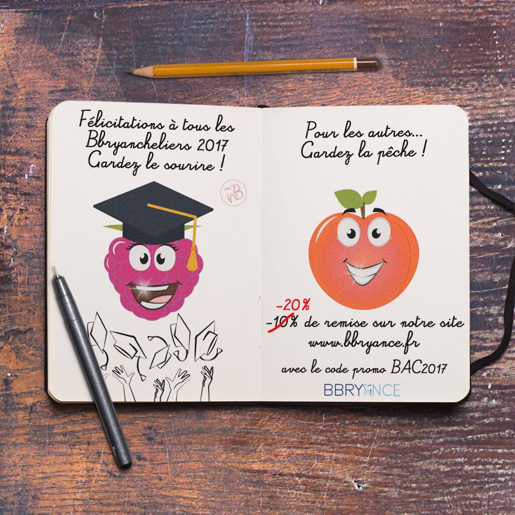 Felicitation à tous les nouveaux Bacheliers ! 
Profitez de -20% sur le site :
bbryance.fr 
avec le code promo : bac2017
