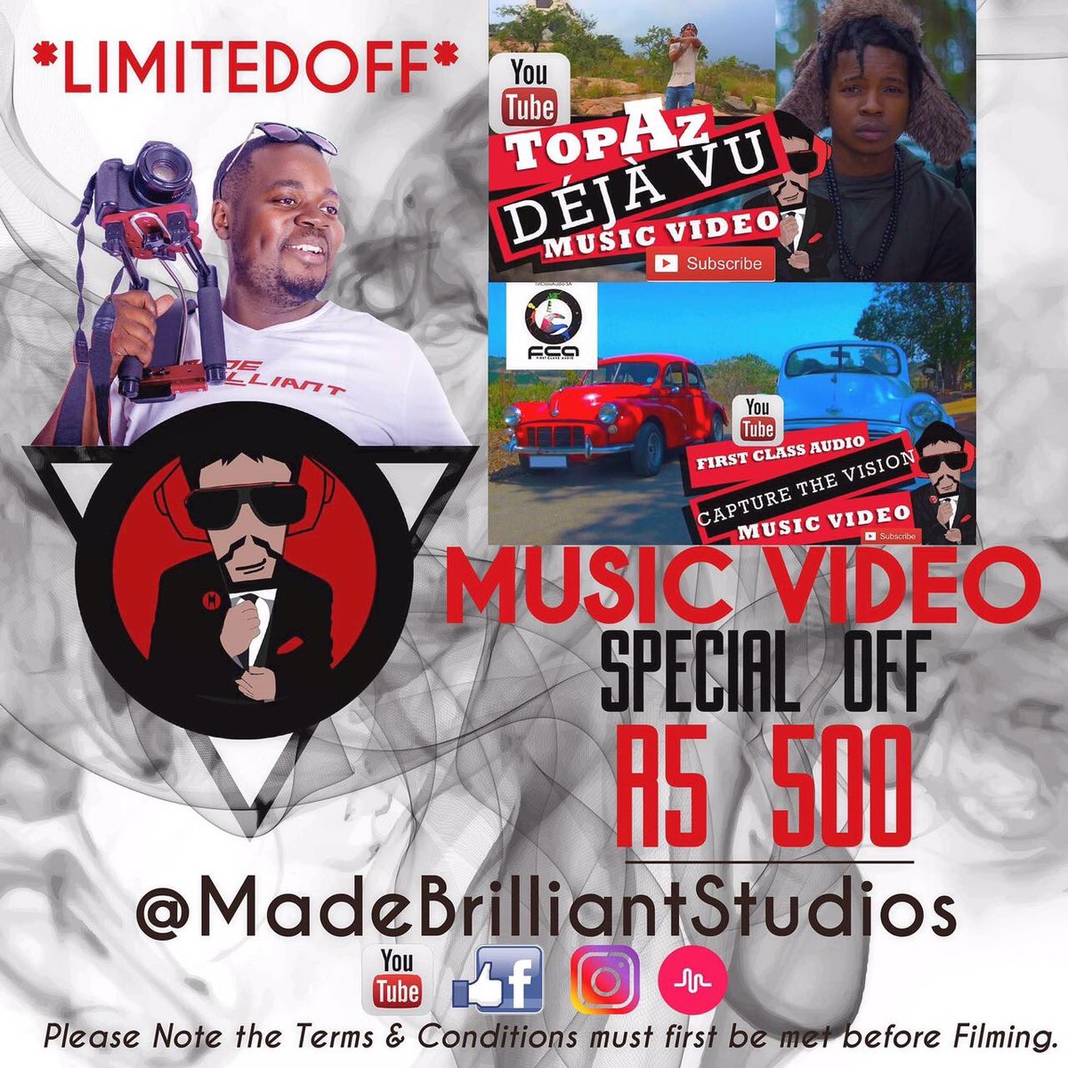 madebrilliantS's tweet photo. #Musicvideo #nelspruit #nelsparta #SARockbands #SAHiphop ##SAmusicvideo #special #offer #musicvideospecialoffer #captureThevision #DejaVu https://t.co/lwGUYyPfKY