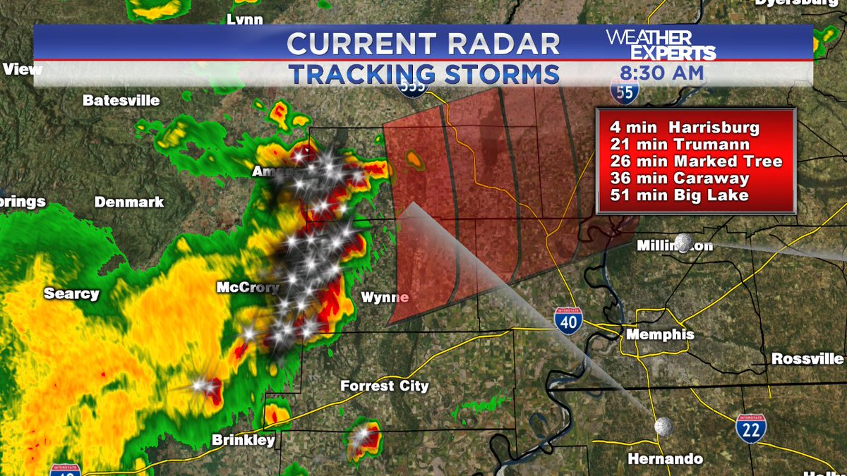 Weather_WREG3's tweet photo. Heavy rain, lightning moving into northeast Arkansas. #WREG #Trackingstorms this morning https://t.co/r1g1ZQ45er