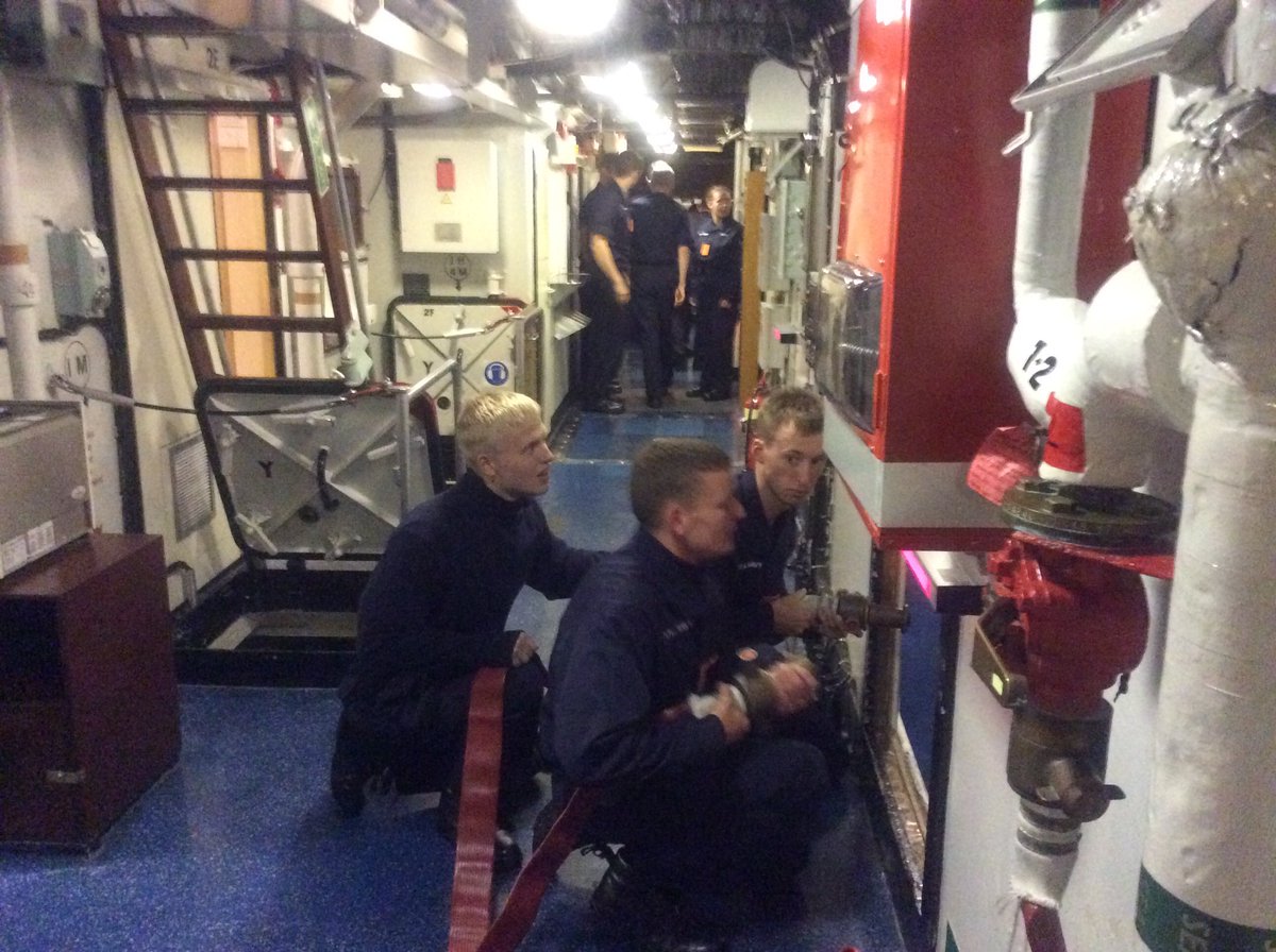 HMS_Raleigh's tweet photo. Nelson 2 have been conducting Fire Fighting training drills onboard Training Ship Brecon. #MadeInTheRoyalNavy #Nelson2 https://t.co/CqgSAFXjpR