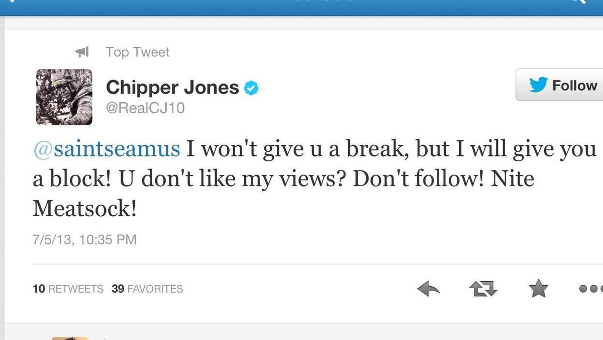 saintseamus's tweet photo. Today is the 4 year anniversary of Chipper Jones calling me a #Meatsock & "Shrimp Séamus" #NeverForget https://t.co/QNJY1Ma5Yv