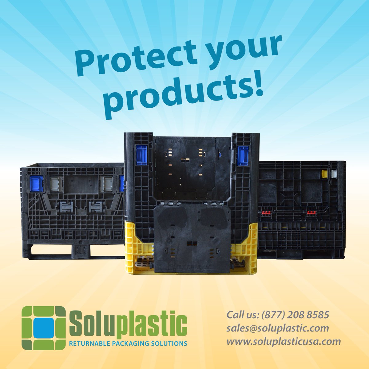 SoluplasticUsa's tweet image. #CollapsibleContainers protects your #products during #transportation
Phone. (877) 208 8585
sales@soluplastic.com
soluplasticusa.com