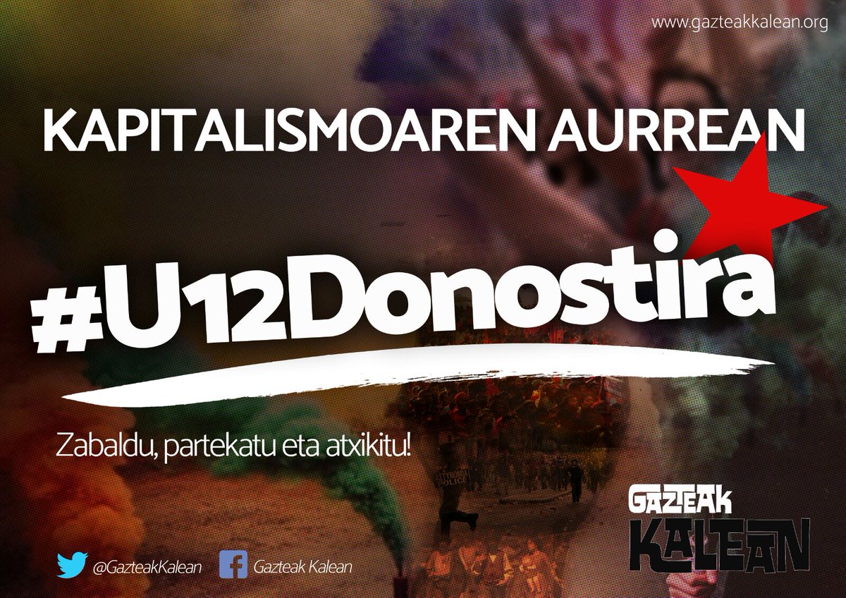 laskoraintarrak's tweet photo. Altsasu, orereta, tolosa... kapitalismoaren aurrean GAZTEAK KALEAN !! #U12Donostira https://t.co/epucmixmBQ