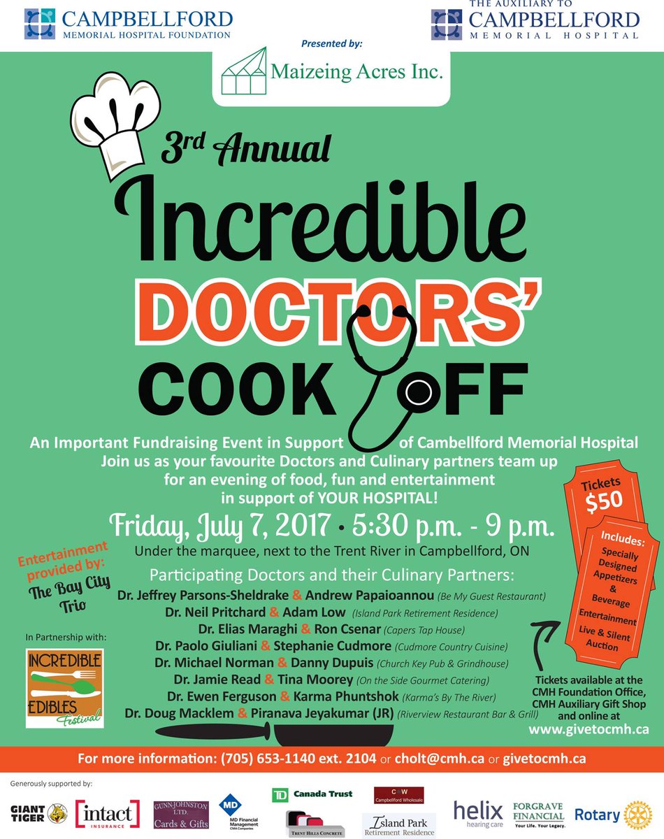 bridgestdental's tweet photo. Get tickets for the #IncredibleDoctorsCookOff  this Friday. Dr. Giuliani will be cooking with Stephanie Cudmore. https://t.co/XhqaQxmcLf https://t.co/fgMMzeHHzf