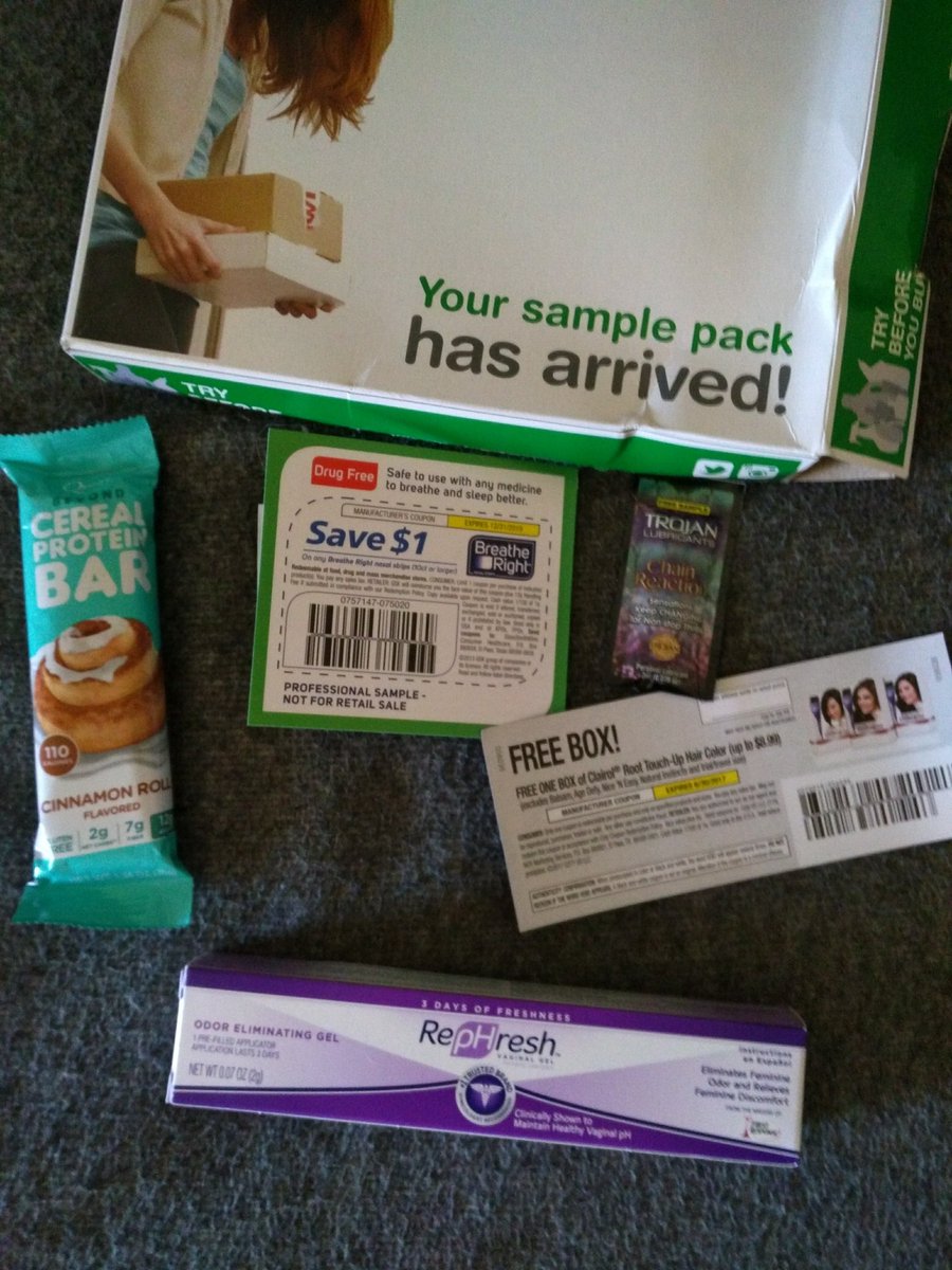MomOfOdinSon88's tweet photo. @SampleSource here the #trojan was intense definitely recommend, #breatheright π, #Rephresh worked πand #cereal bar was ok n awesome coupon https://t.co/0OgPLHuRW8