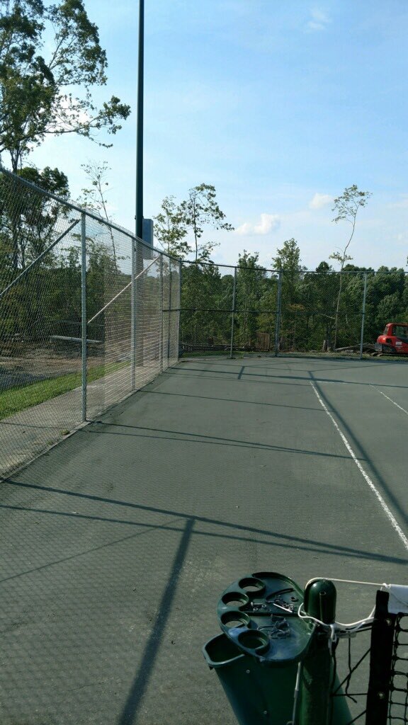 Finishing up the rest of the fence repairs at the Eden Family YMCA after the tornado. 

The tennis court is back to looking new 🎾