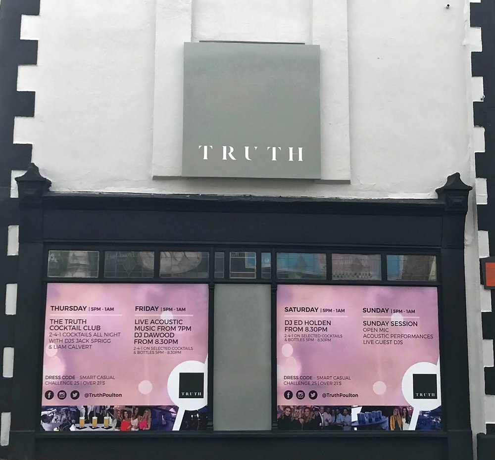 Here's an example of some work recently completed by our team here at Kiwi for <a href="/TruthPoulton/">Truth Poulton</a>, full window sticker design looking great!