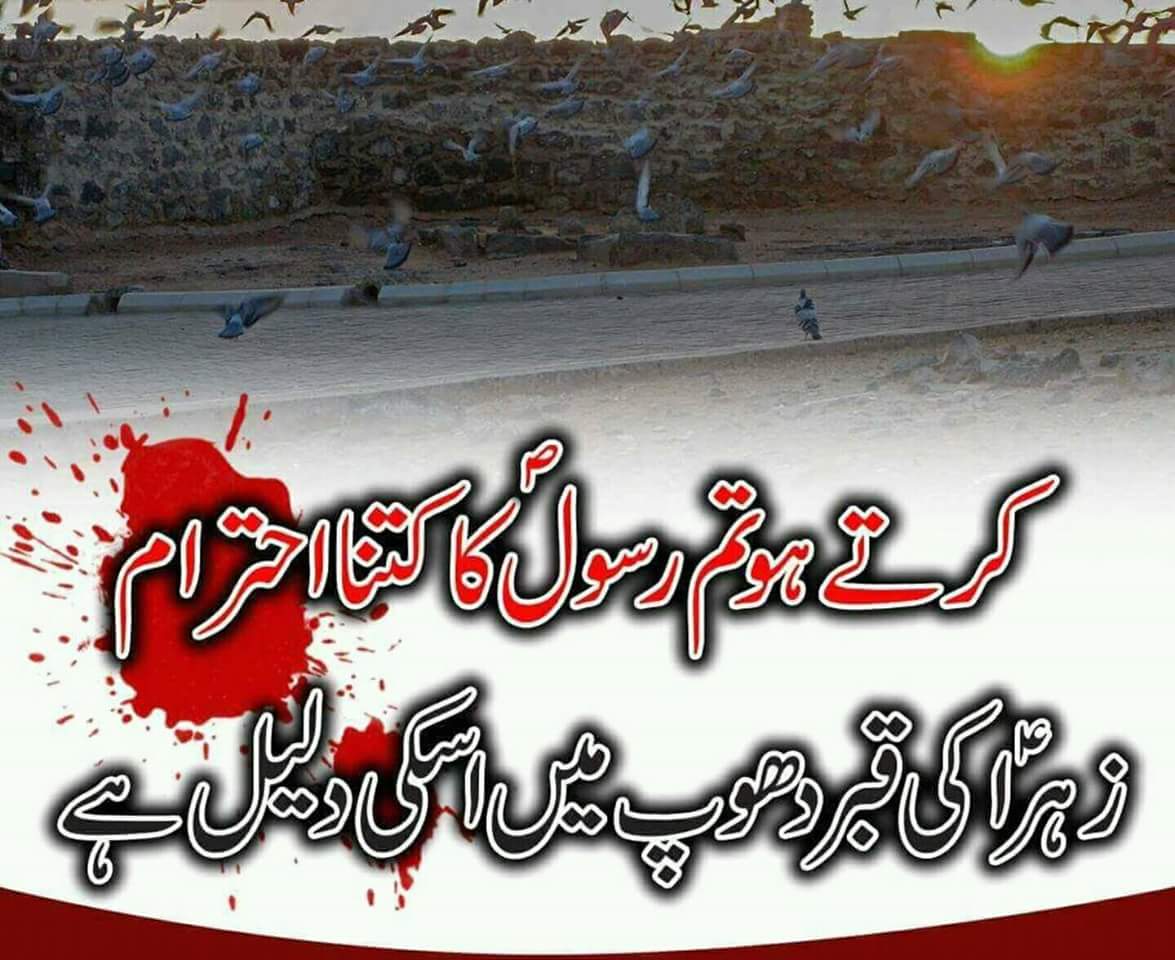 payyam313's tweet photo. کرتے ہو تم رسول کا کتنا احترام۔۔۔۔۔۔۔۔۔۔۔،
زہرا کی قبر دھوپ میں اسکی دلیل ہے۔۔!! https://t.co/4cMOqMmZAP