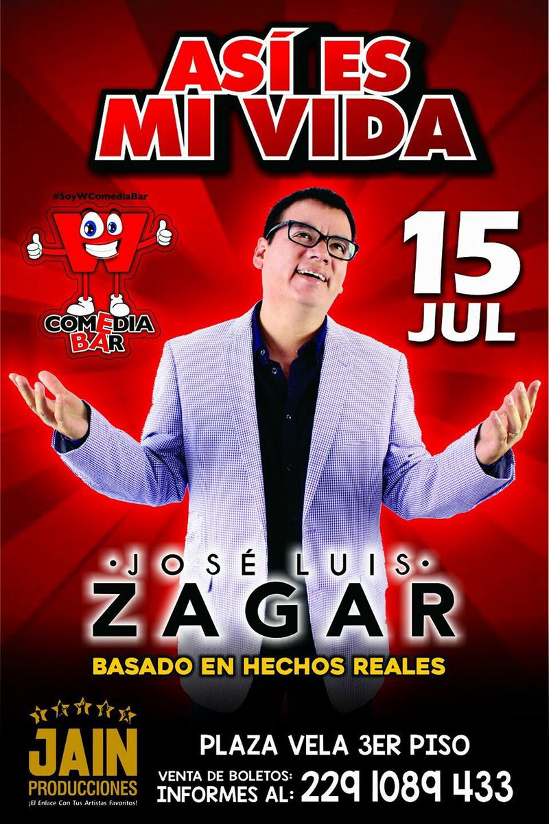 FiestasdeVer's tweet photo. Jose Luis Zagar este 15 de Julio en W Comedia Bar presentando su nuevo show "ASÍ ES MI VIDA".
Boletos en W Comedia Bar
#Comedia #BocadelRio https://t.co/YIuDxXRr2Q