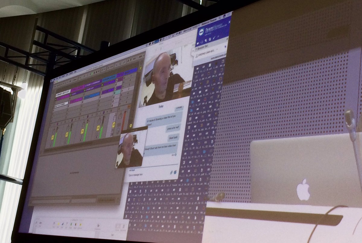 Paralyzed #DJHotsox uses <a href="/Eyegaze/">Eyegaze Inc.</a> 2 ctrl <a href="/abletonlive/">Ableton Live</a> and remixes live via <a href="/Skype/">Skype</a> at <a href="/EU_Commission/">European Commission</a>. #innovate #musictech #Horizon2020Future