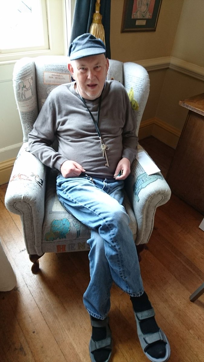 Escape_Changing's tweet image. Crafty Club's Robot Phil looking comfy at his exhibition! @SYDNICentre @Escape_Arts #AnniversaryExhibition  @zara_day