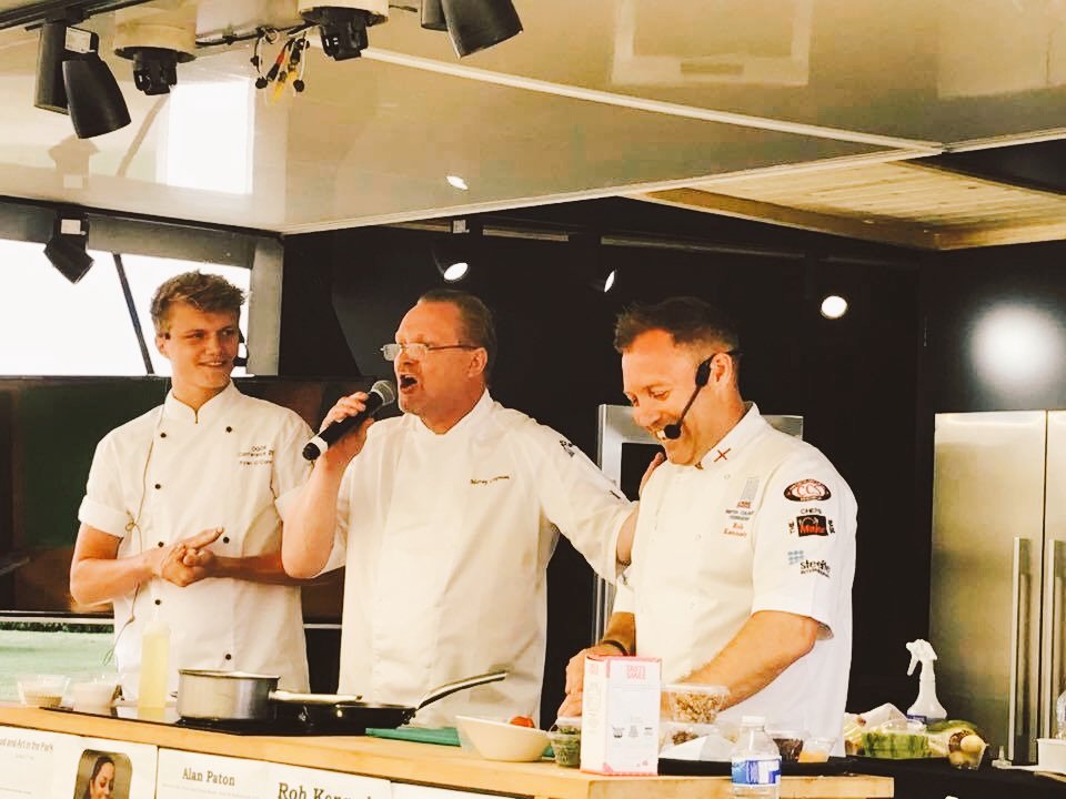 Great day on Sunday in Milton Keynes Live presenting with @robkennedy0 as his new sous chef sorry @adsy2011#replaced !! <a href="/compassgroupuk/">Compass Group UK & I</a>