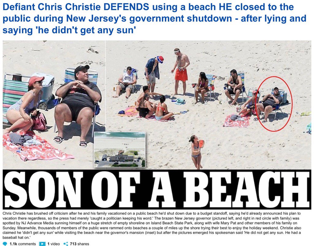 Chris Christie defends going to closed beach during government