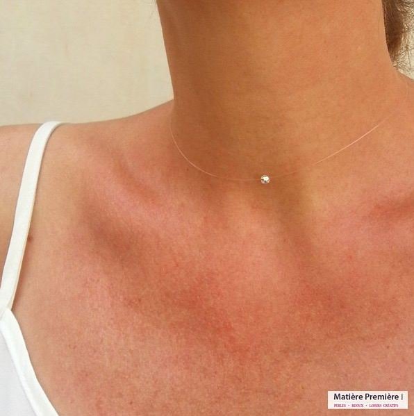 MatPremParis's tweet image. Idée de ras-du-cou tout en discrétion composé de fil de nylon + rose montée Swarovski !