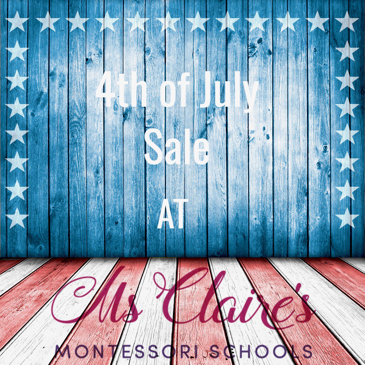 ClairMontessori's tweet photo. 4th of July Sale!  Save $30 on our Summer Enrichment program registration fee now through Wednesday.  Registration is only $40! https://t.co/BsMAh7H8vQ