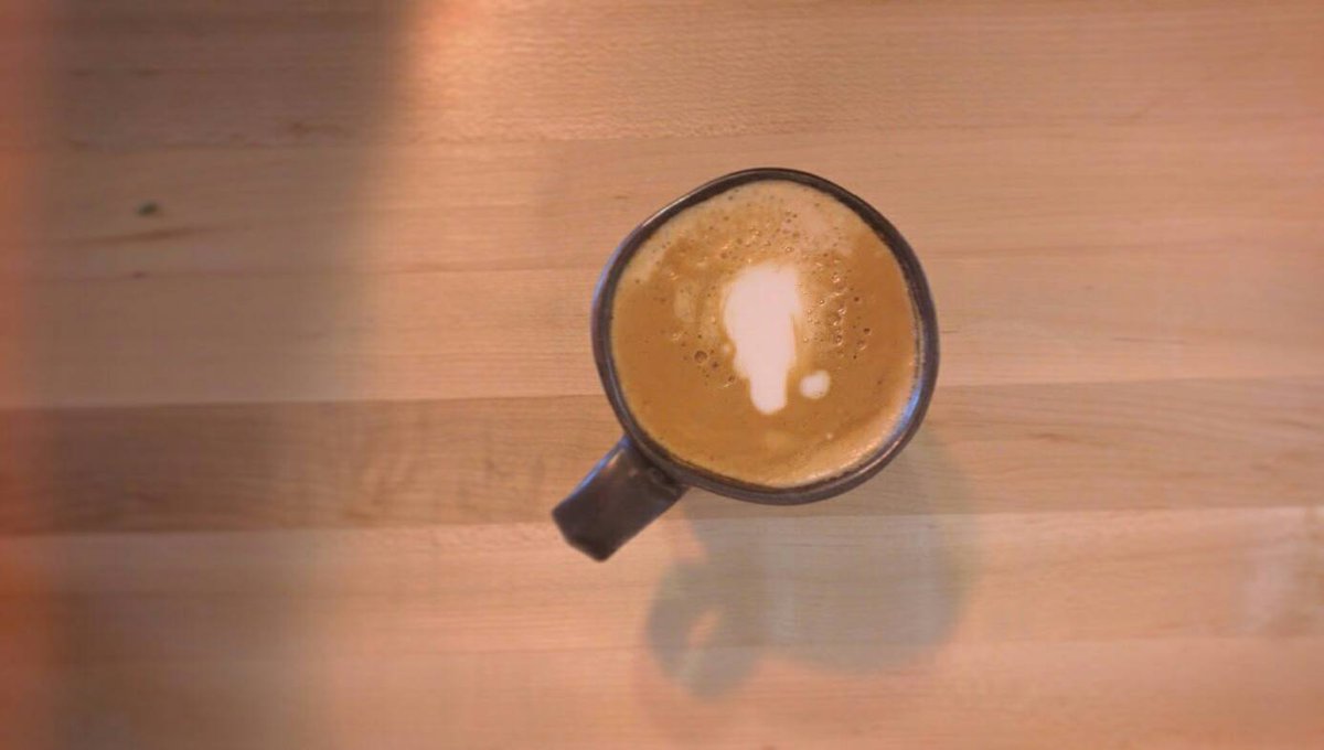 DoublJumpCoffee's tweet photo. Ceramic cup + latte. We wanted to be artistic this morning. 😎 Got any art you'd like to post us? Let's see! #2jumpcoffee #coffee #art https://t.co/nQw4tSjnFH