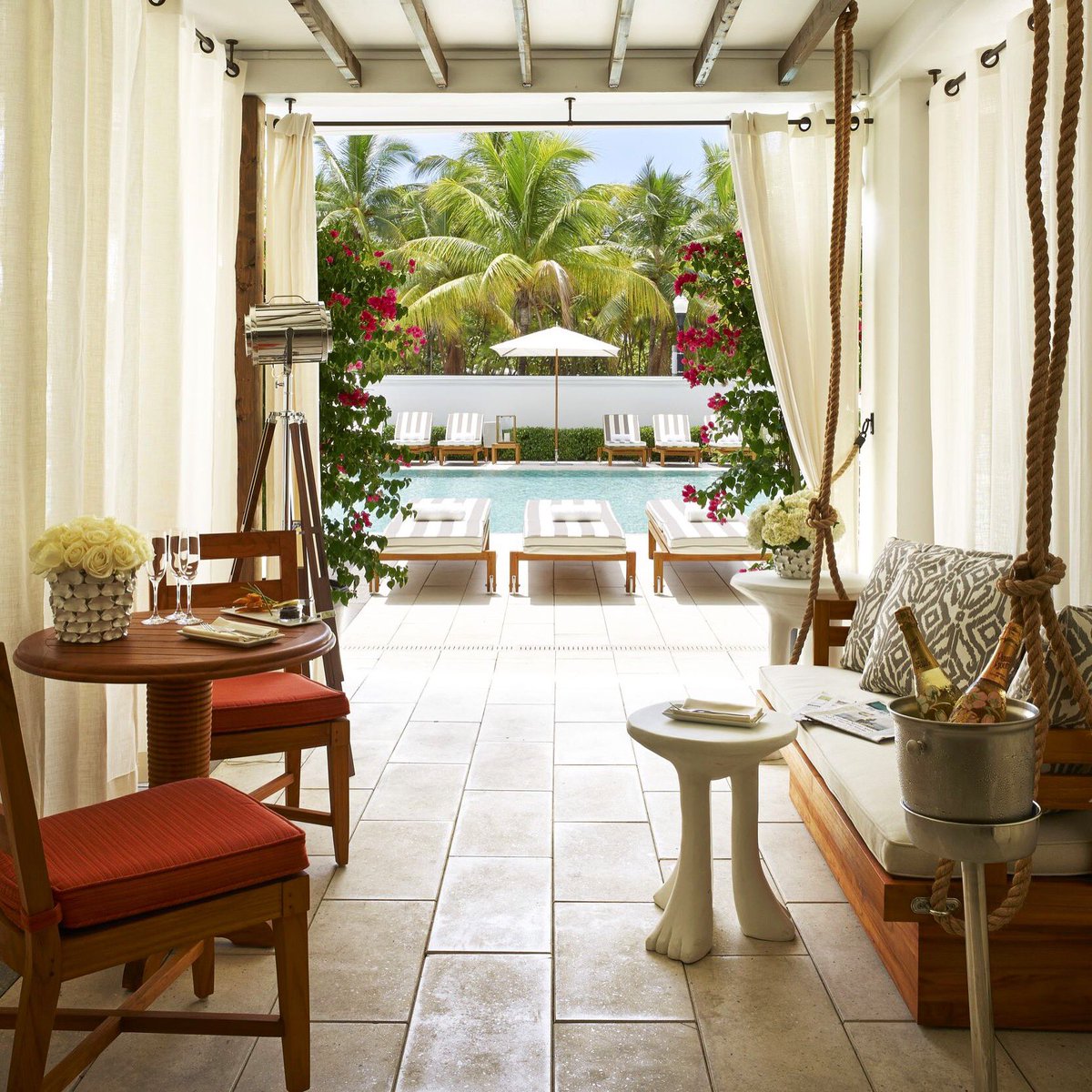 Cocktails poolside, American bbq grill, and smores station for 4th of July at Shelborne. Book cabanas for tom at cabanas@shelborne.com.