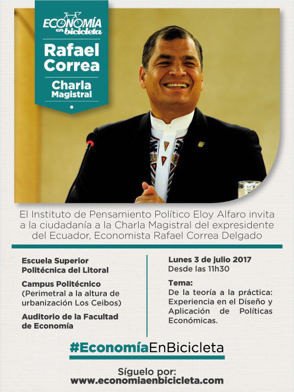 IPP_EcuadorRC's tweet image. #EconomíaEnBicicleta |
Hoy a las 11:30, Charla Magistral del exPresidente @MashiRafael desde la @espol.

● EN VIVO:
economiaenbicicleta.com