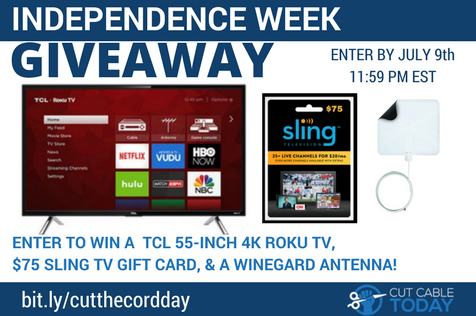 How_to_Watch's tweet image. Enter to win @TCL_USA @RokuPlayer 55&quot; TV, $75 @Sling gift card &amp;amp; @winegard flat wave antenna! #giveaway #IndependenceDay #cutthecord