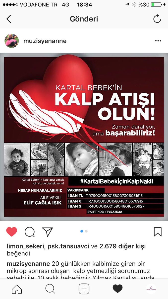Zamanı çok az ama başarabiliriz, lütfen desteğinizi esirgemeyin 🙏🏻 #kartalbebekicinkalpnakli TR790001500158007306051615