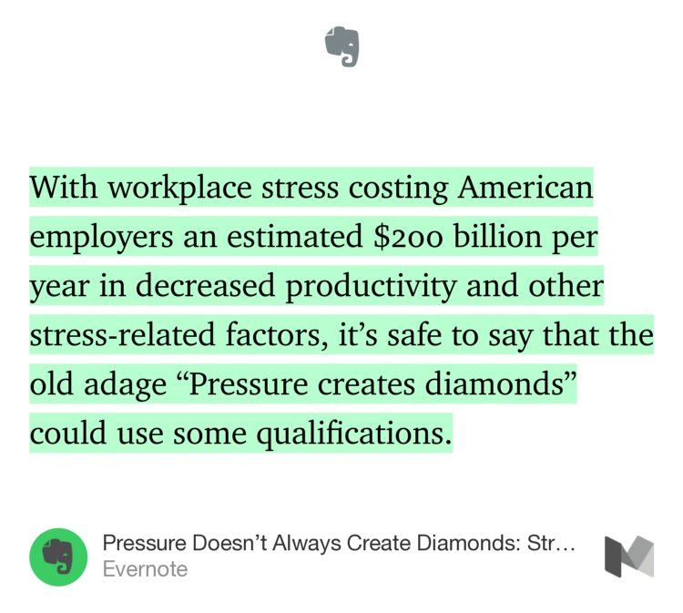 evernote's tweet image. The impact of stress might be more pervasive than we acknowledge. Luckily, there’s a lot we can do to alleviate it. bit.ly/2tJ9ZBe