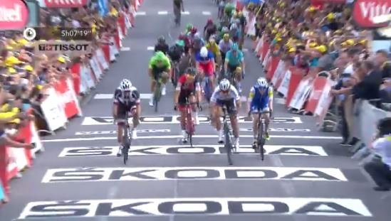 roadcc's tweet photo. Watch how Peter Sagan survived unclipping mid-sprint to take stunning 8th career Tour to France stage win: https://t.co/B3CO4rOhs5 #cycling https://t.co/BhWilXEnK0