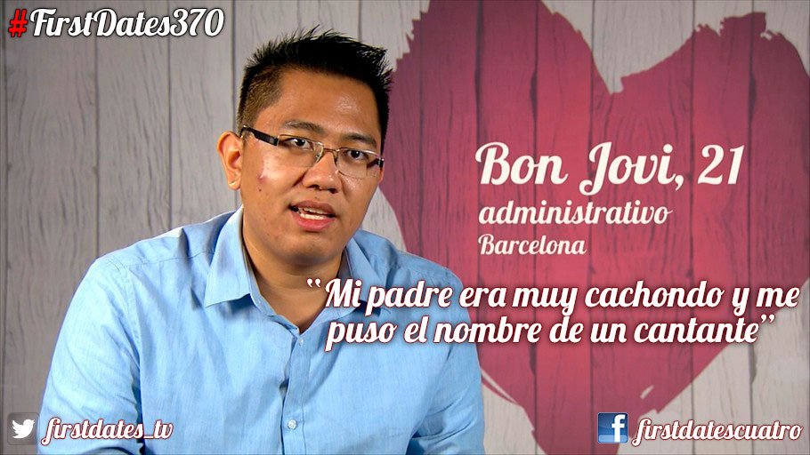 firstdates_tv's tweet photo. Bon Jovi es hermano de James Bond y de Hakira (sin S). La guasa paternal no conoce límites #FirstDates370 https://t.co/ihQ0qthE5d https://t.co/tRoRATxlO7