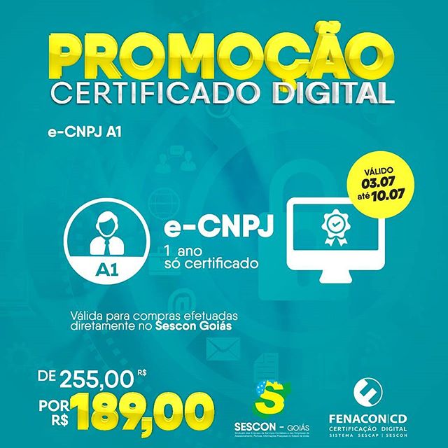 SESCONGOIAS's tweet photo. Corre aqui no #sescongoias e adquira já o seu #certificadodigital A1 e-CNPJ com um precinho especial de férias! #promocao #julho #ferias https://t.co/dlTJTAsV3U
