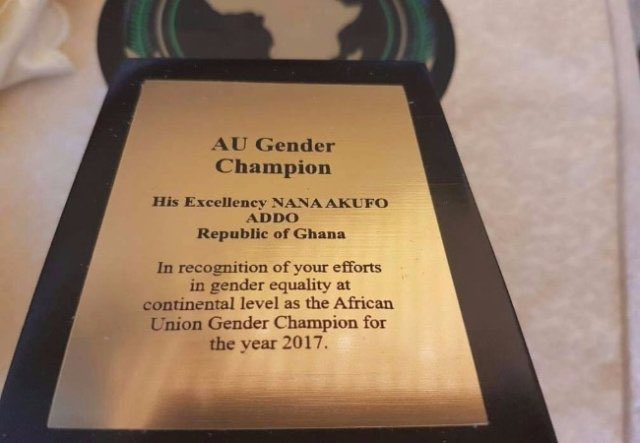 TheAnitaErskine's tweet photo. Congrats HE @NAkufoAddo on being awarded #AUGenderChampion17! So excited about the road to 2030! #SDGs #WomenEmpowerment #Unescosoftpower https://t.co/qWycMsX1iA