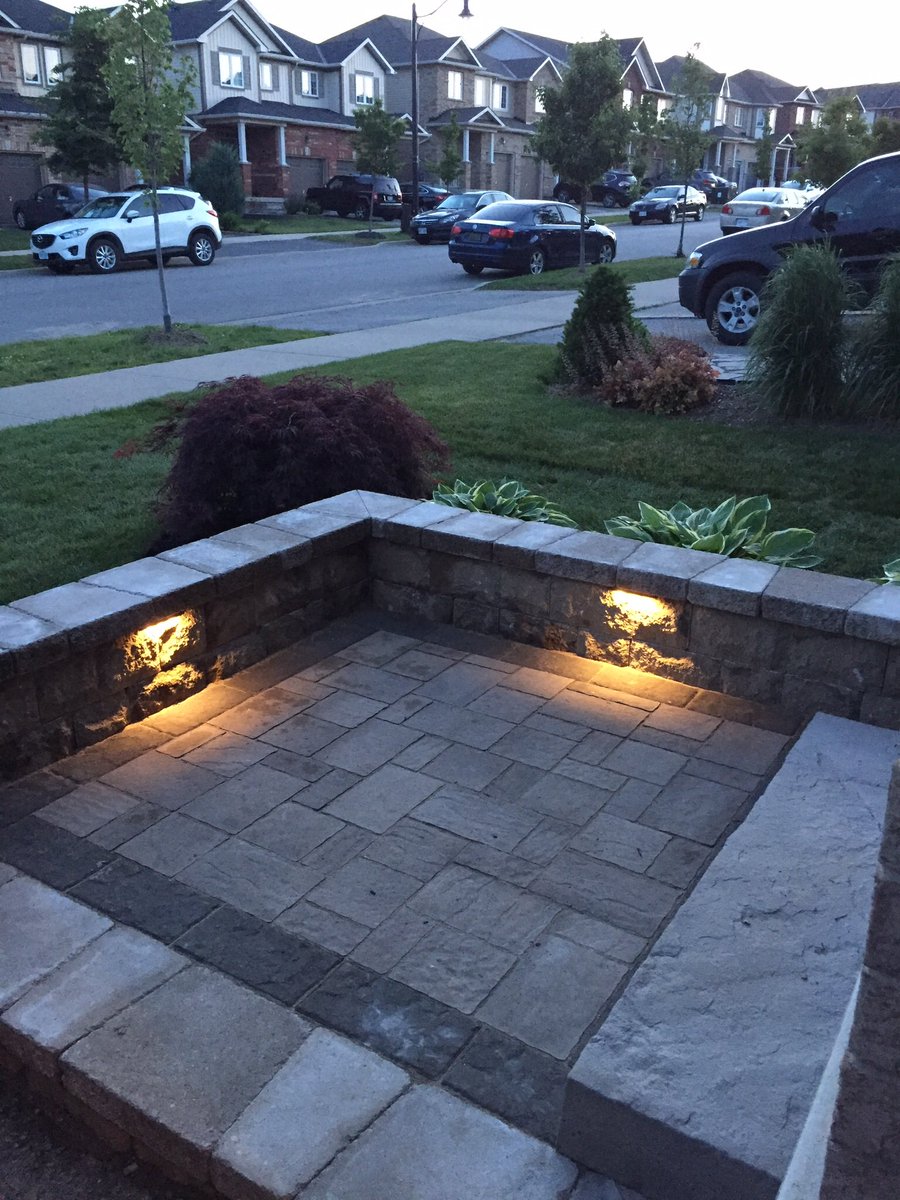 Love this front entrance we just completed!! #waterdown #TechoBloc #lighting