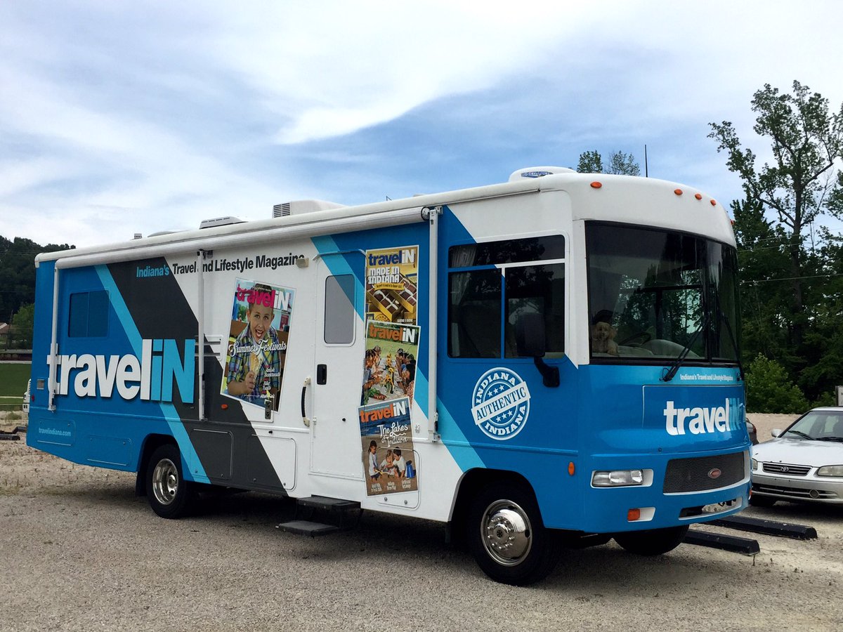 Look who came to visit today! <a href="/Travelinmag/">Travel Indiana Magazine</a> and their little dog too! (Zero in on the windshield)