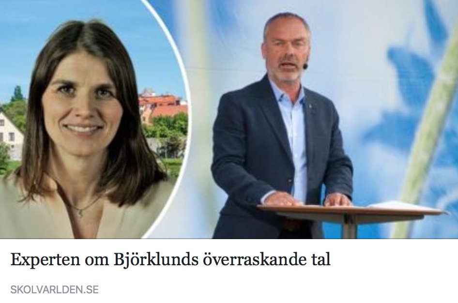 vilarare's tweet photo. Partiledaren @bjorklundjan hakade på en forskningsmässigt het trend just nu i sitt tal. https://t.co/r0YQxURKHK #skolalm #Almedalen https://t.co/Pu2Njx61RM