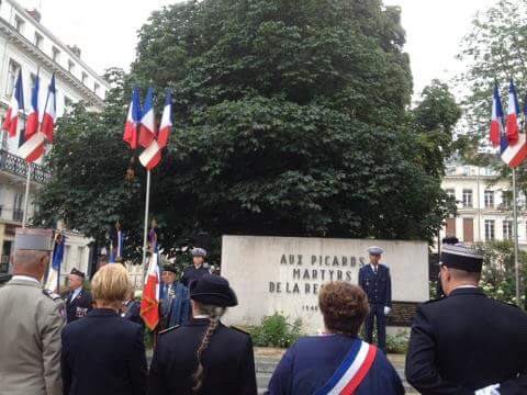 Cérémonie de commémoration du ' train de la mort ' hier matin place René Goblet à #Amiens, #Somme N'oublions jamais.