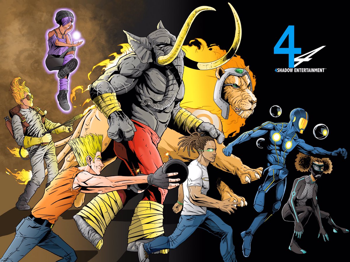 4shadow_ent's tweet photo. The #4ShadowEntertainment family is finally together in this original piece by @nandolyons #MessengersComic #ManMuth #TheKnuckleHeads https://t.co/DQpsbMdwEf