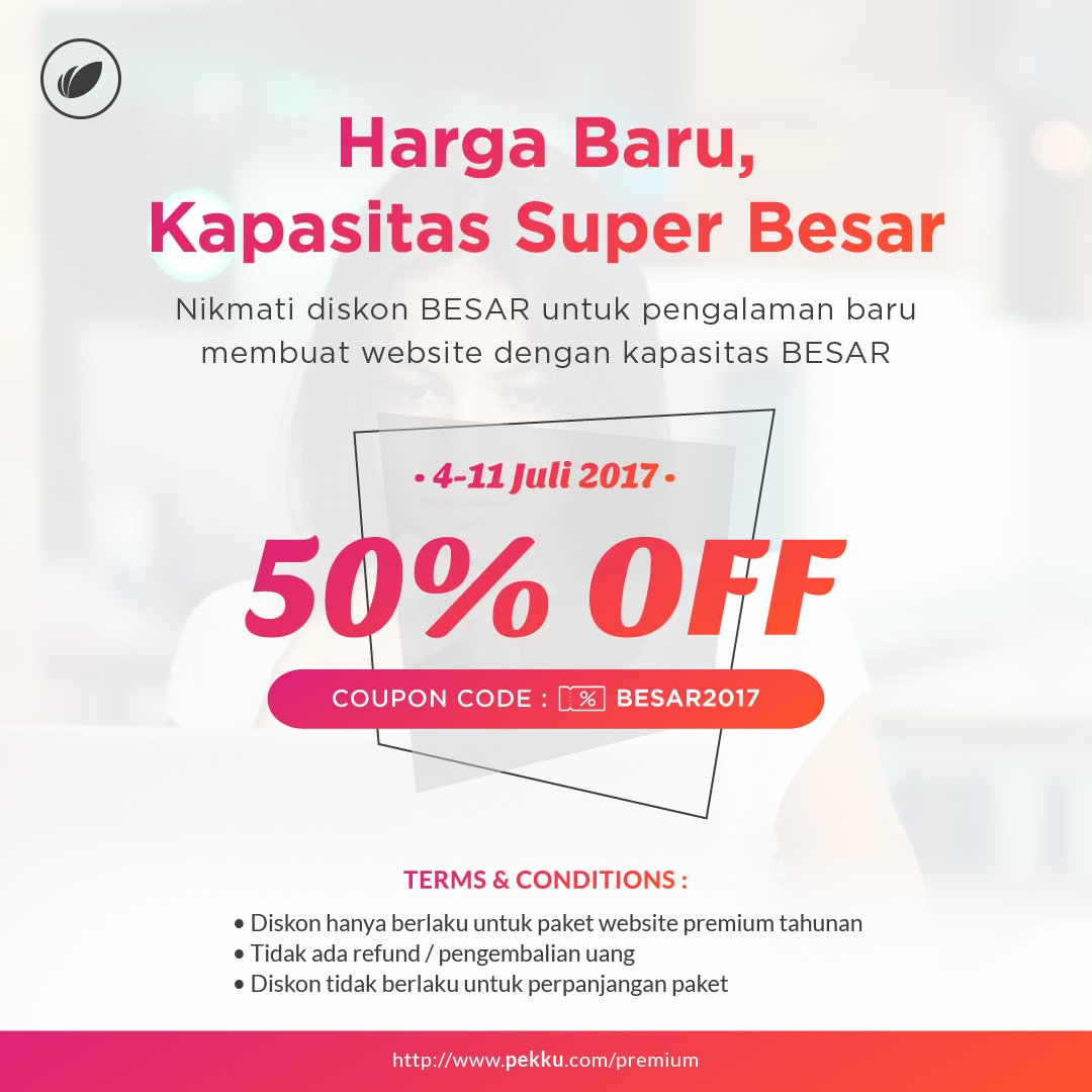 Dapatkan diskon 50% dan nikmati pengalaman membuat website dengan kapasitas file SUPER BESAR sekarang juga! #smartway #website #business